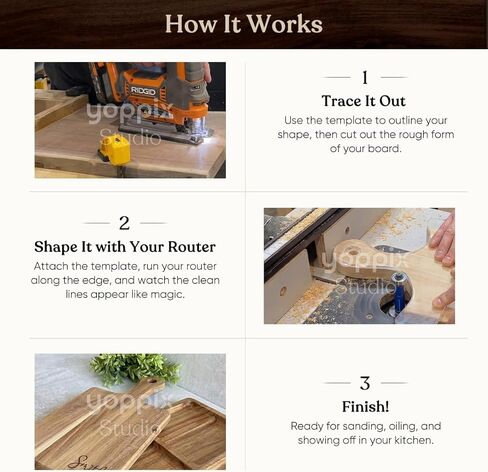 YOPPIX Charcuterie Board Router Template Kit - 9 Pcs 6mm Thick Acrylic Templates for Woodworking (6 Board + 2 Tray + 1 Puzzle Plate Pattern), Durable Stencils for DIY Cutting Boards & Serving Platters in Kuwait