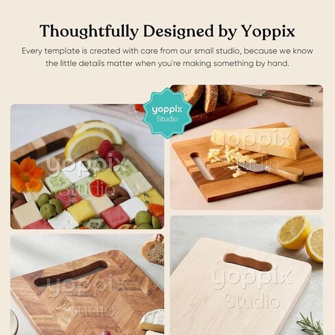 YOPPIX قطعتان من قالب توجيه مقبض لوح الفحم، مجموعة قوالب النجارة بمقبض أكريليك (أنماط مقبض طويل وقصير)، دليل توجيه واضح لألواح التقطيع وصواني التقديم in Kuwait