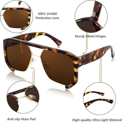 FEISEDY نظارات شمسية للرجال والنساء، إطار مربع 70s، نظارات شمسية كلاسيكية عصرية UV400 B2398 in Saudi Arabia