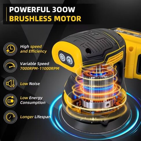 Cordless Track Sander for 20V MAX Battery, 5-Inch Sanding Surface, Brushless Motor, and Variable Speed Settings, Includes 30 Sheets of Sandpaper and One Dust Bag in Kuwait