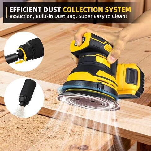 Cordless Track Sander for 20V MAX Battery, 5-Inch Sanding Surface, Brushless Motor, and Variable Speed Settings, Includes 30 Sheets of Sandpaper and One Dust Bag in Kuwait