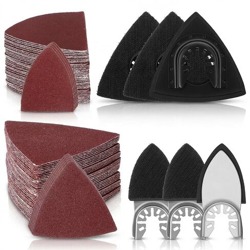 246 Pcs Oscillating Tool Sanding Pad Kit 3 Triangles Pads and 3 Finger Pads 240 Sandpaper Sheets Multi-Grit for Wood Plaster Metal Compatible with Most Oscillating Multitools in Kuwait
