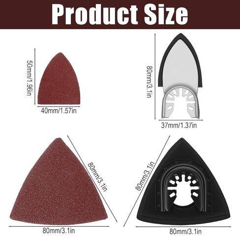 246 Pcs Oscillating Tool Sanding Pad Kit 3 Triangles Pads and 3 Finger Pads 240 Sandpaper Sheets Multi-Grit for Wood Plaster Metal Compatible with Most Oscillating Multitools in Kuwait