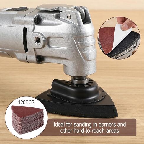 246 Pcs Oscillating Tool Sanding Pad Kit 3 Triangles Pads and 3 Finger Pads 240 Sandpaper Sheets Multi-Grit for Wood Plaster Metal Compatible with Most Oscillating Multitools in Kuwait