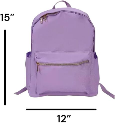 Classic Nylon Backpack for Women, School Daypack with Gold Hardware, Hot Pink, Lilac, Waterproof Casual Travel Bag (Hot Pink) in Saudi Arabia