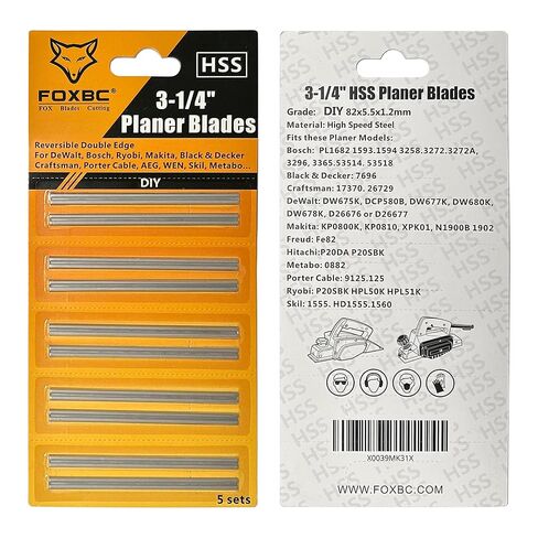 شفرات طائرة FOXBC بديلة لـ DeWalt، Makita، Bosch، Wen 6530، Ryobi، Craftsman والمزيد 3-1/4 بوصة - HSS، كربيد - 20 عبوة in Kuwait