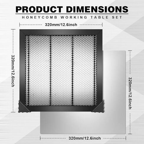 Lounsweer Honeycomb Working Table 320 x 320 mm Honeycomb Laser Bed Set with Aluminum Base Panel and 8 Pcs Riser Feet for Laser Cutting and Engraving Machines in Kuwait