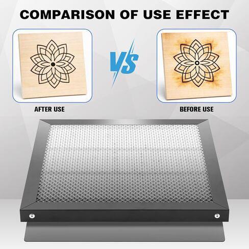 Lounsweer Honeycomb Working Table 320 x 320 mm Honeycomb Laser Bed Set with Aluminum Base Panel and 8 Pcs Riser Feet for Laser Cutting and Engraving Machines in Kuwait
