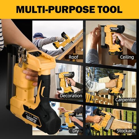 2-in-1 Cordless Brad Nailer & 1/4 Narrow Crown Stapler for DeWalt 20V Battery, 18GA Electric Nail Gun with 1000 Nails/Staples for Woodworking, DIY, and Home Renovation (Not Battery) in Kuwait