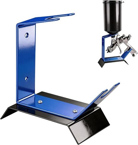 Wall Mount & Benchtop Spray Gun Holder - Adjustable Gravity Feed HVLP Stand for Auto Body & DIY Painting, Blue Steel Construction, Holds HVLP Auto Paint Guns, Portable Table Top Design in Kuwait