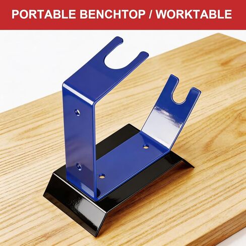 Wall Mount & Benchtop Spray Gun Holder - Adjustable Gravity Feed HVLP Stand for Auto Body & DIY Painting, Blue Steel Construction, Holds HVLP Auto Paint Guns, Portable Table Top Design in Kuwait