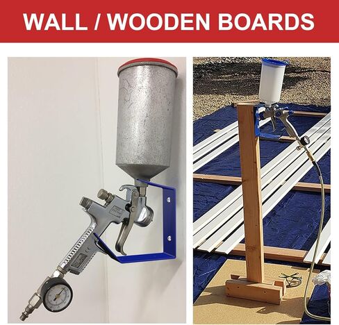 Wall Mount & Benchtop Spray Gun Holder - Adjustable Gravity Feed HVLP Stand for Auto Body & DIY Painting, Blue Steel Construction, Holds HVLP Auto Paint Guns, Portable Table Top Design in Kuwait