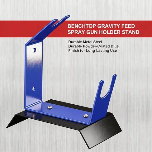 Wall Mount & Benchtop Spray Gun Holder - Adjustable Gravity Feed HVLP Stand for Auto Body & DIY Painting, Blue Steel Construction, Holds HVLP Auto Paint Guns, Portable Table Top Design in Kuwait