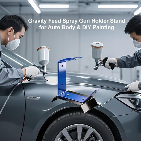 Wall Mount & Benchtop Spray Gun Holder - Adjustable Gravity Feed HVLP Stand for Auto Body & DIY Painting, Blue Steel Construction, Holds HVLP Auto Paint Guns, Portable Table Top Design in Kuwait