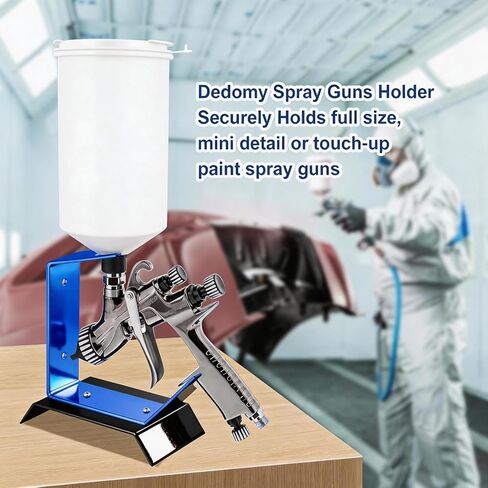 Wall Mount & Benchtop Spray Gun Holder - Adjustable Gravity Feed HVLP Stand for Auto Body & DIY Painting, Blue Steel Construction, Holds HVLP Auto Paint Guns, Portable Table Top Design in Kuwait