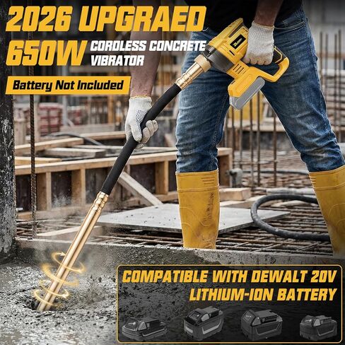 Cordless Handheld Concrete Vibrating Tool Compatible with Dewalt 20V Battery, 650W 7000RPM Electric Vibrator with 3.9Ft Shaft Rod, Portable for Remove Air Bubbles & Mix Concrete (Battery Not Included) in Kuwait