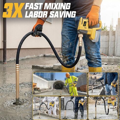 Cordless Handheld Concrete Vibrating Tool Compatible with Dewalt 20V Battery, 650W 7000RPM Electric Vibrator with 3.9Ft Shaft Rod, Portable for Remove Air Bubbles & Mix Concrete (Battery Not Included) in Kuwait