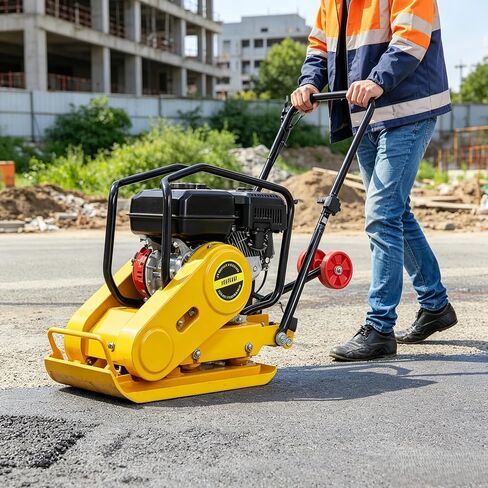 ماكينة دك ضاغطة لوحة 7HP، محرك غاز 212cc 5600 VPM ضاغطة التربة، قوة ضغط 4200 رطل، ضواغط أرضية لوحة 22.1 × 15.9 بوصة، أدوات خرسانية لرصف المناظر الطبيعية فناء الرصيف (أصفر) in Kuwait