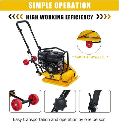 ماكينة دك ضاغطة لوحة 7HP، محرك غاز 212cc 5600 VPM ضاغطة التربة، قوة ضغط 4200 رطل، ضواغط أرضية لوحة 22.1 × 15.9 بوصة، أدوات خرسانية لرصف المناظر الطبيعية فناء الرصيف (أصفر) in Kuwait