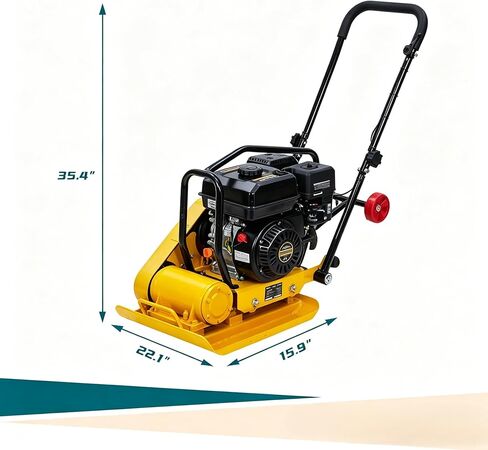 ماكينة دك ضاغطة لوحة 7HP، محرك غاز 212cc 5600 VPM ضاغطة التربة، قوة ضغط 4200 رطل، ضواغط أرضية لوحة 22.1 × 15.9 بوصة، أدوات خرسانية لرصف المناظر الطبيعية فناء الرصيف (أصفر) in Kuwait