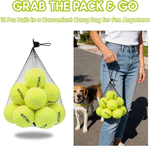 12 Pcs Squeaky Tennis Balls for Dogs - 2.58" Interactive Doggy Toys - Mini Safe, Durable for Small Medium Large Dogs Training Playing, with 1 Reusable Carry Bag in Saudi Arabia