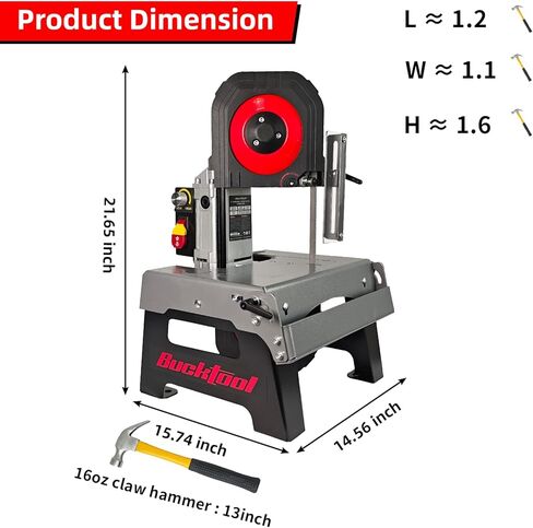 منشار شريطي معدني متغير السرعة من Bucktool، 1.5HP 10A، منشار شريطي يوضع على الطاولة مع تحكم في السرعة 137-472 لقطة في الدقيقة، سعة قطع 5 بوصات، طاولة عمل قابلة للتعديل وطاولة تمديد لقطع المعادن in Kuwait