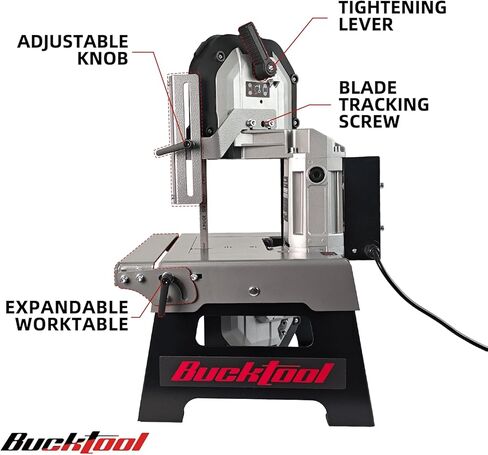 منشار شريطي معدني متغير السرعة من Bucktool، 1.5HP 10A، منشار شريطي يوضع على الطاولة مع تحكم في السرعة 137-472 لقطة في الدقيقة، سعة قطع 5 بوصات، طاولة عمل قابلة للتعديل وطاولة تمديد لقطع المعادن in Kuwait