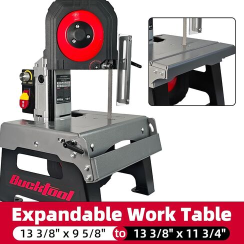 منشار شريطي معدني متغير السرعة من Bucktool، 1.5HP 10A، منشار شريطي يوضع على الطاولة مع تحكم في السرعة 137-472 لقطة في الدقيقة، سعة قطع 5 بوصات، طاولة عمل قابلة للتعديل وطاولة تمديد لقطع المعادن in Kuwait