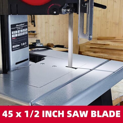 منشار شريطي معدني متغير السرعة من Bucktool، 1.5HP 10A، منشار شريطي يوضع على الطاولة مع تحكم في السرعة 137-472 لقطة في الدقيقة، سعة قطع 5 بوصات، طاولة عمل قابلة للتعديل وطاولة تمديد لقطع المعادن in Kuwait