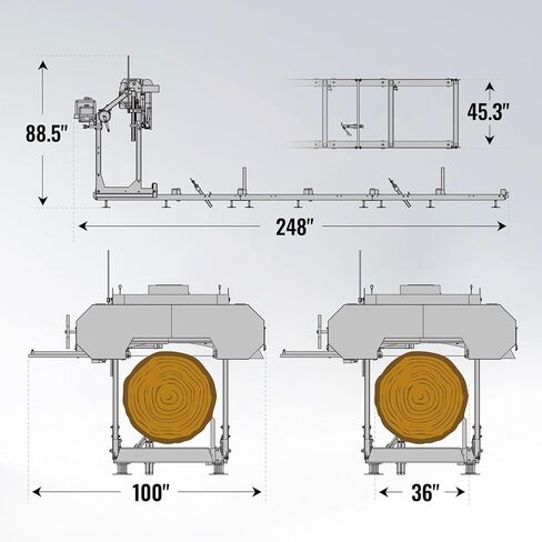 منشرة MechMaxx 36 بوصة MAX المحمولة، محرك ZONSEN 750cc 25HP V-Twin، عرض اللوحة 35 بوصة، طول المسار 20 بوصة، SM-36MAX in Kuwait