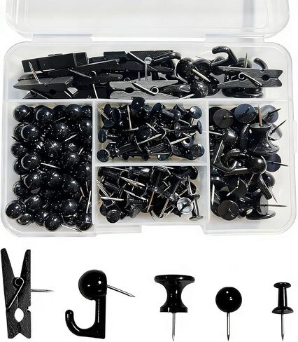 تم تعيين Office 200pcs Pink Push Kit في 5 أنواع بما في ذلك Thumbtacks و Push Pins و Binder Clips و ClockSpins for Cork Board و Bulletin Poards و Office Offication in Kuwait