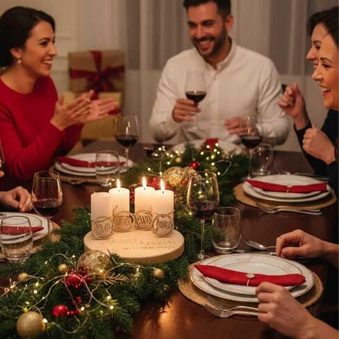 4 قطع حامل شموع المجيء مع 4 شموع مستدقة، إكليل بني لمولد الميلاد، إكليل عيد الميلاد، إكليل حلقة الموسم، ديكور مركزي، شموع عيد الميلاد، ديكورات مركزية، ديكورات موسمية in Kuwait