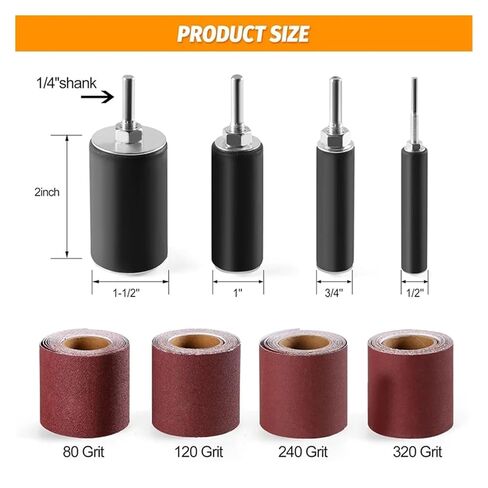 AB66- مجموعة أدوات صنفرة أسطوانة الصنفرة 8 قطع مع أربع بكرات بطول 3 أمتار (80، 120، 240، 320) in Kuwait
