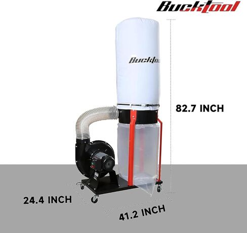 جهاز تجميع الغبار المحمول Bucktool بقوة 1.5 حصان للأعمال الخشبية ونظام استخراج الغبار في ورشة العمل مع حامل متنقل in Kuwait