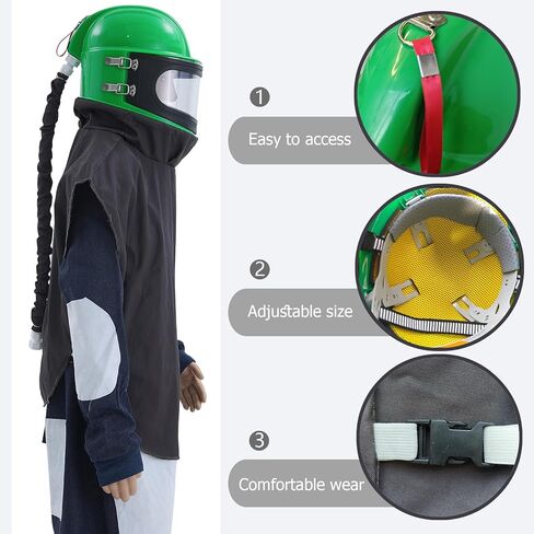 Professional Green Sandblasting Hood 5 Replaceable Lenses, Dustproof Sandblaster Helmet, Fits Protective Suits Ideal for Sandblasting, Spraying, Grinding, Cutting, DIY Painting, Wood in Saudi Arabia