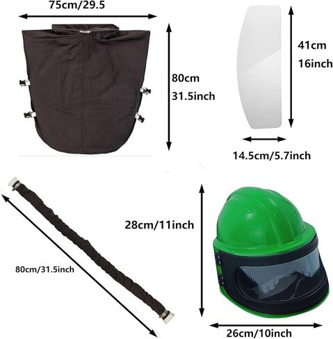 Professional Green Sandblasting Hood 5 Replaceable Lenses, Dustproof Sandblaster Helmet, Fits Protective Suits Ideal for Sandblasting, Spraying, Grinding, Cutting, DIY Painting, Wood in Saudi Arabia