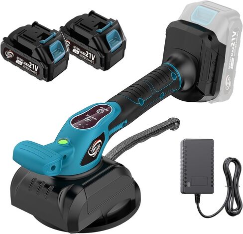 Cordless Tile Vibrator Flat Machine, Equipped with Battery And Fast Charger, Suitable for Professional And Floor Tile Laying, Professional Tile Tools (Machine+advanced battery * 2+accessories) in Kuwait