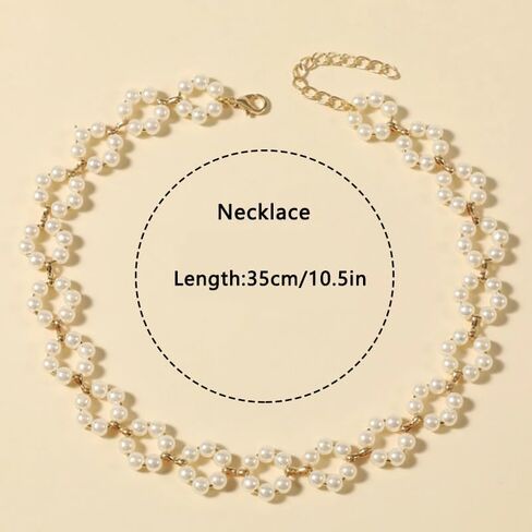Faux Pearl Necklace for Women Big Chunky Pearl Necklace Exaggerated Large Pearl Choker Necklace Dainty Statement Bride Wedding Jewelry Gifts (silver) in Saudi Arabia