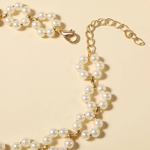 Faux Pearl Necklace for Women Big Chunky Pearl Necklace Exaggerated Large Pearl Choker Necklace Dainty Statement Bride Wedding Jewelry Gifts (silver) in Saudi Arabia