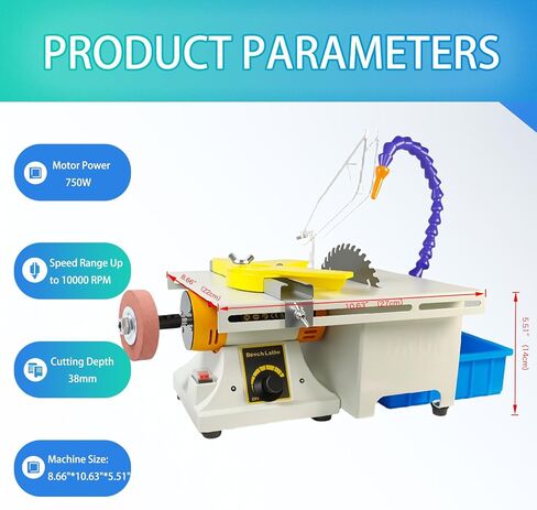 Lapidary Saw for Jewelry and Gemstone, 750W Lapidary Equipment with Adjustable Angle, Multi-Functional Mini Table Saw for Rock, Wood & Crafts, Complete DIY Kit in Saudi Arabia
