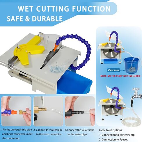 Lapidary Saw for Jewelry and Gemstone, 750W Lapidary Equipment with Adjustable Angle, Multi-Functional Mini Table Saw for Rock, Wood & Crafts, Complete DIY Kit in Saudi Arabia