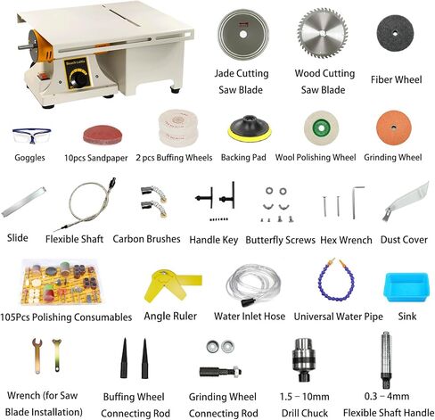 Lapidary Saw for Jewelry and Gemstone, 750W Lapidary Equipment with Adjustable Angle, Multi-Functional Mini Table Saw for Rock, Wood & Crafts, Complete DIY Kit in Saudi Arabia