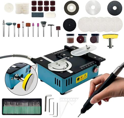 Mini Table Saw for Crafts with Dual 775Motors & Switches, 9000RPM Adjustable Height Small Saw with Accessories for DIY Wood working, Jewelry, Resin, and Model Making in Kuwait