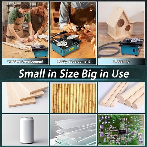 Mini Table Saw for Crafts with Dual 775Motors & Switches, 9000RPM Adjustable Height Small Saw with Accessories for DIY Wood working, Jewelry, Resin, and Model Making in Kuwait