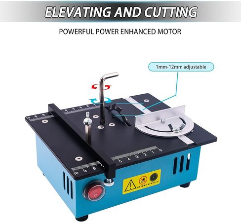 Mini Table Saw for Crafts with Dual 775Motors & Switches, 9000RPM Adjustable Height Small Saw with Accessories for DIY Wood working, Jewelry, Resin, and Model Making in Kuwait