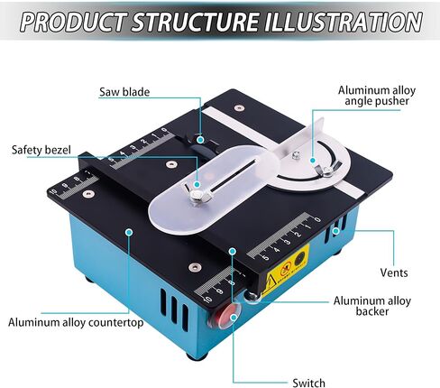 Mini Table Saw for Crafts with Dual 775Motors & Switches, 9000RPM Adjustable Height Small Saw with Accessories for DIY Wood working, Jewelry, Resin, and Model Making in Kuwait