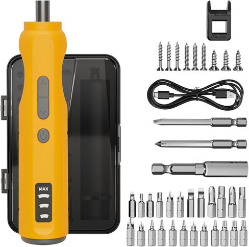 Electric Screwdriver Set 1500mAh Cordless Rechargeable Screw Gun with 24+3 Bits & Extension Shaft, Mini Power Tool for Electronics Repair, DIY Home Maintenance – 5N.m Torque, LED Light, 300rpm in Kuwait