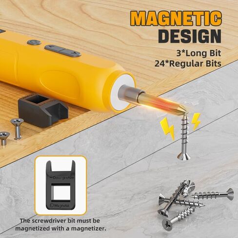 Electric Screwdriver Set 1500mAh Cordless Rechargeable Screw Gun with 24+3 Bits & Extension Shaft, Mini Power Tool for Electronics Repair, DIY Home Maintenance – 5N.m Torque, LED Light, 300rpm in Kuwait