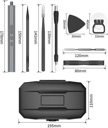 Electric Screwdriver For 153-in-1 Electric Screwdriver Set 3 Speed Adjustable 650mAh Rechargeable Battery 4 LED Lighting 200rpm Versatile Torque Settings Complete Toolkit（Color.:Black) in Kuwait