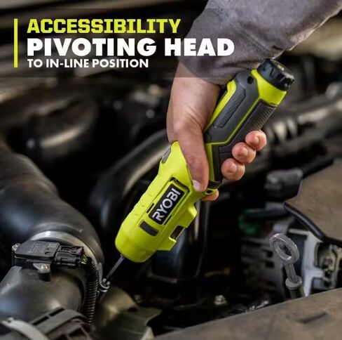 RYOBI USB Lithium Pivot Screwdriver Kit 4V Cordless Electric Driver 1/4 in Hex 2.0Ah Battery Charger Cable Gloves FVD50K in Kuwait